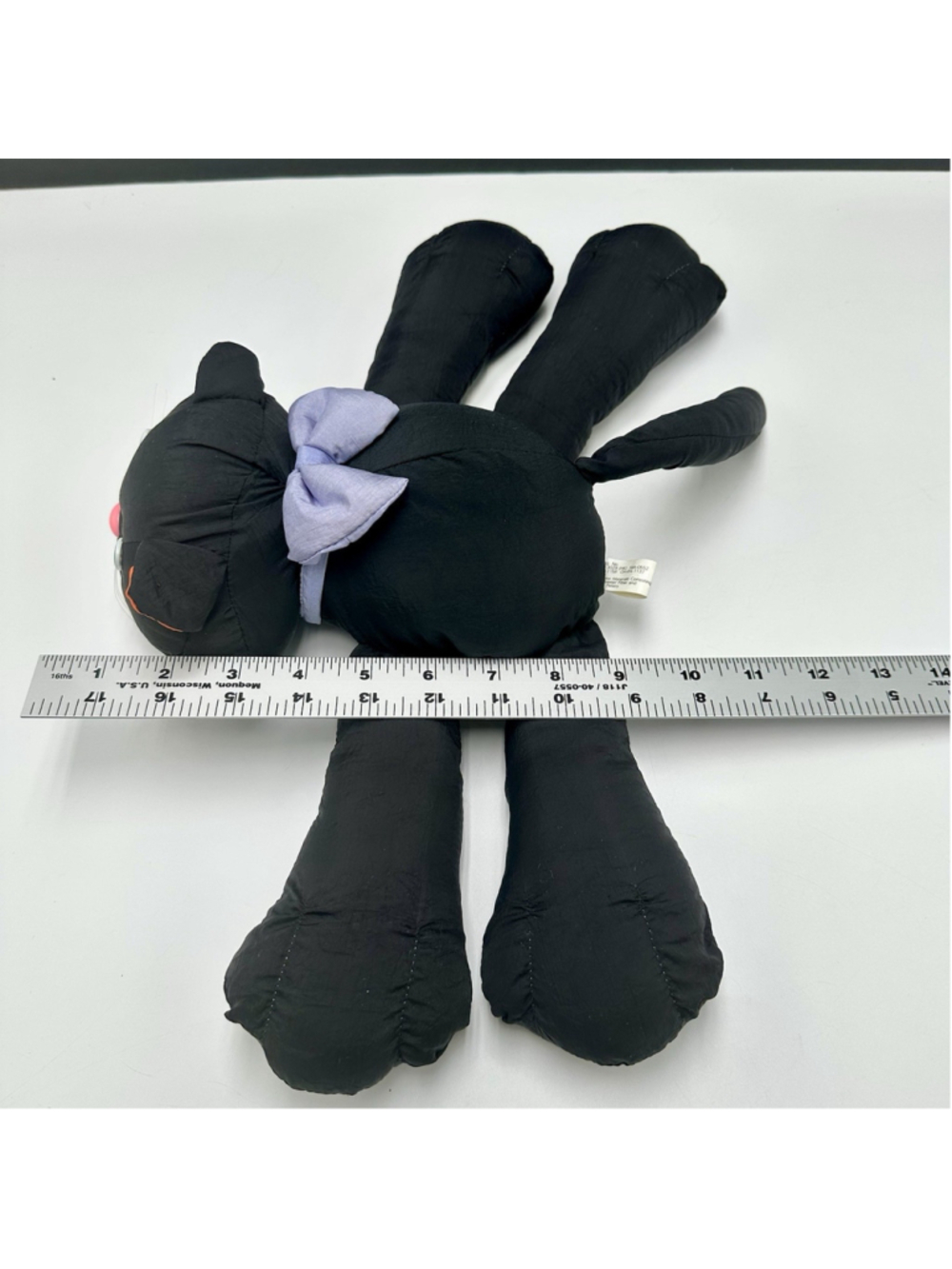 Vintage Halloween Stuffed Animal BLACK CAT Plush Nylon Toy 1993 Gibson Greetings - Picture 7 of 9
